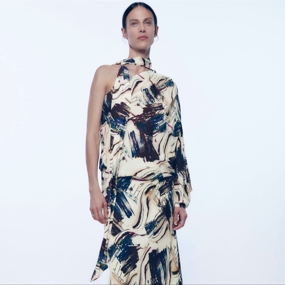 Zara 2 pieces matching set limited edition Asymmetric blouse and skirt - Picture 3 of 15